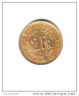 BELGIAN CONGO   2  FRANCS  1946  (KM # 28) - 1945-1951: Regentschaft