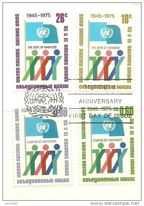 UN San Fransisco 26.06.1975 FDC Naciones Unidas United Nations Official First Day Cover The Hope Of Mankind - FDC