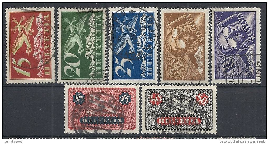 1923-27 SVIZZERA USATO POSTA AEREA 7 VALORI - SZ014 - Used Stamps