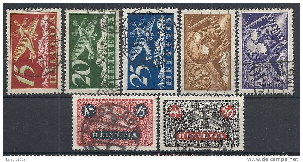 1923-27 SVIZZERA USATO POSTA AEREA 7 VALORI - SZ014 - Gebruikt