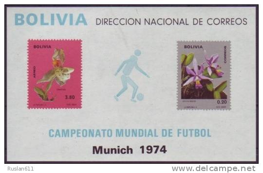 Soccer Football Bolivia Bl 38 1974 World Cup In Germany MNH ** Orchids - 1974 – Westdeutschland