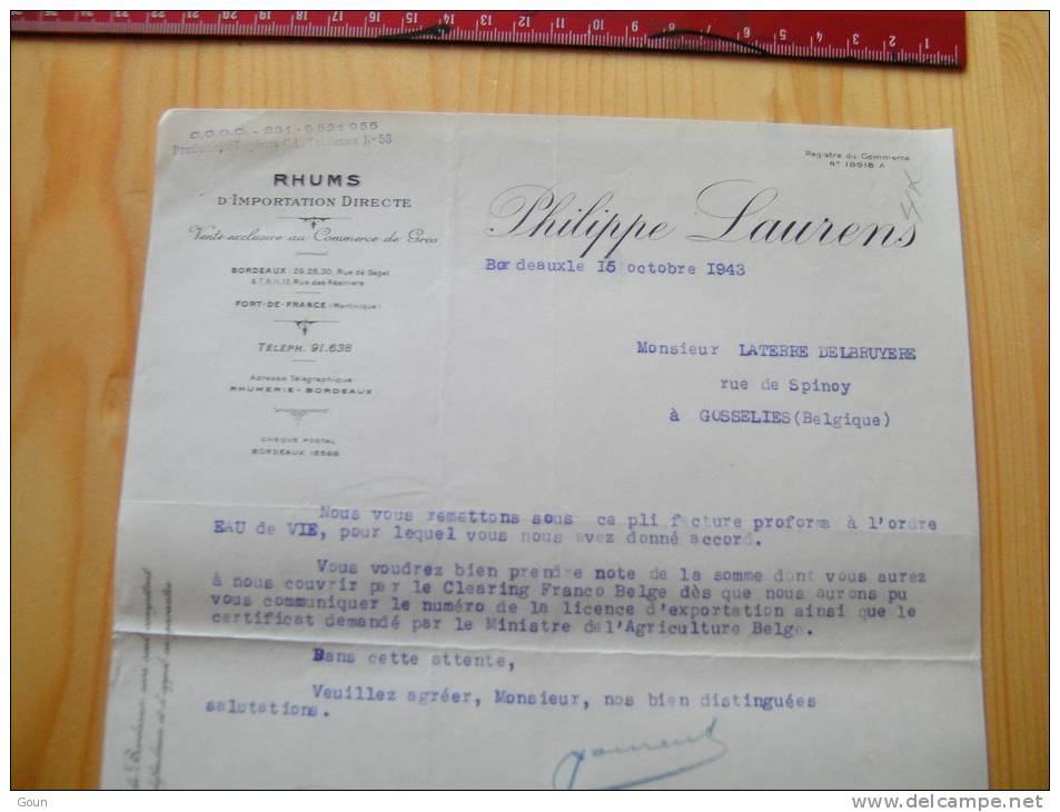 Document Rhums Philippe Laurens 1944 Bordeaux - 1900 – 1949