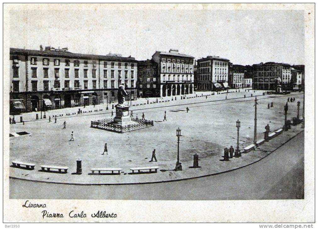 Cartolina D´epoca     " Livorno - Piazza Carlo Alberto  " - Livorno