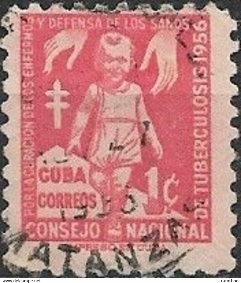 1956 Obligatory Tax. Anti-T.B - Girl And Hands - 1c Red FU - Wohlfahrtsmarken