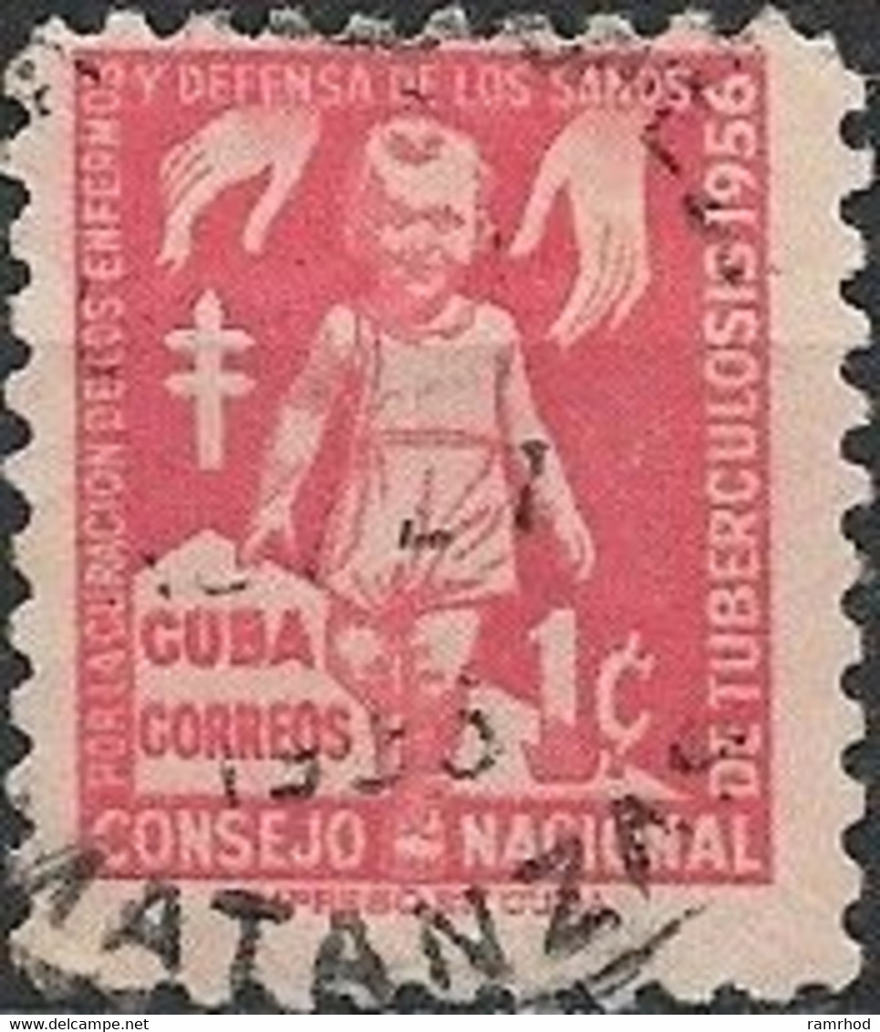 1956 Obligatory Tax. Anti-T.B - Girl And Hands - 1c Red FU - Beneficenza