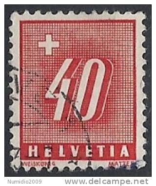 1938 SVIZZERA USATO SEGNATASSE 40 CENT -  SZ068 - Impuesto