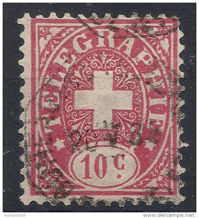 1877 SVIZZERA USATO TELEGRAFICI 10 CENT -  SZ068 - Telegrafo