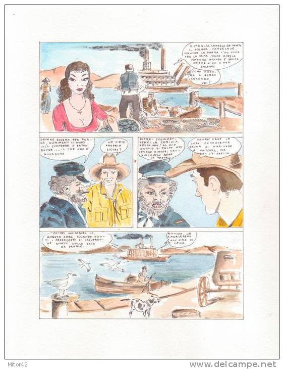 26-Page Comic "Tex Willer"-Original Drawing In Ink Of China,25 X 28 Cm.  Guarantee Signed By Italian Artist. - Drawings