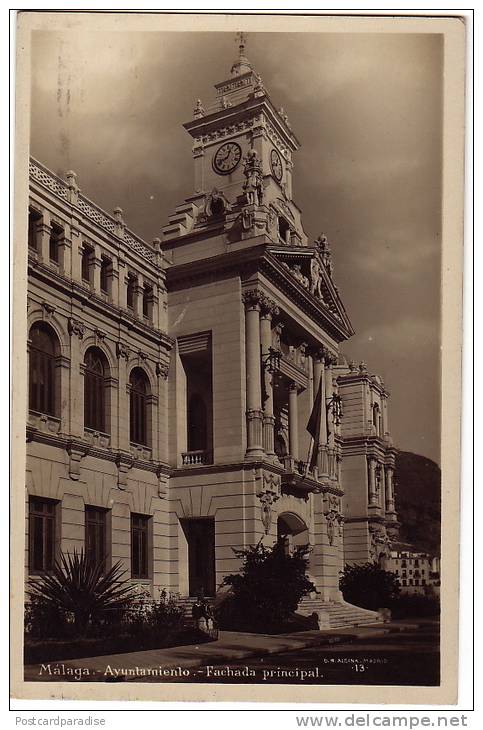 Malaga - Ayuntamienlo - Fachada Principal 1932 - Málaga