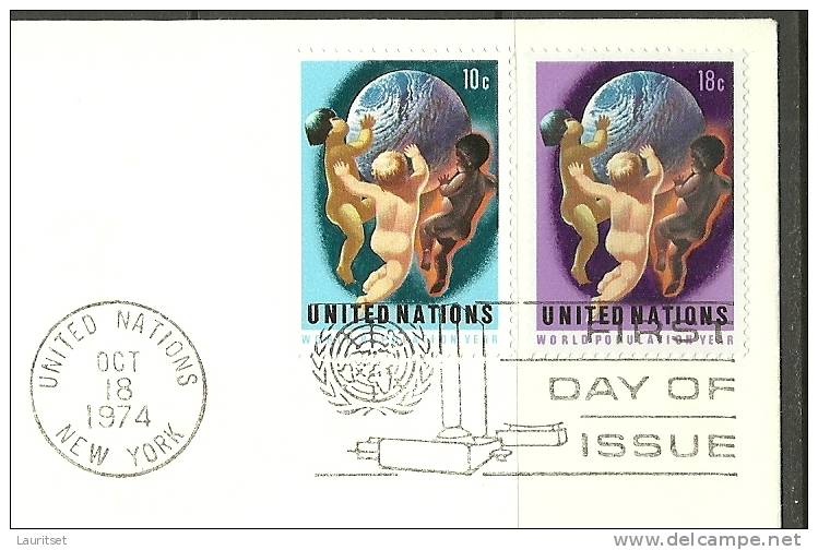 United Nations New York  18.10.1974 FDC Naciones Unidas UN Annee De La Population - Lettres & Documents