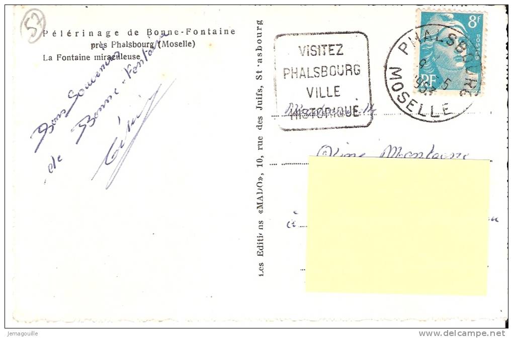 Pélerinage De Bonne-Fontaine Près PHALSBOURG 57 - La Fontaine Miraculeuse - 9.5.1953 - T-2 - Phalsbourg