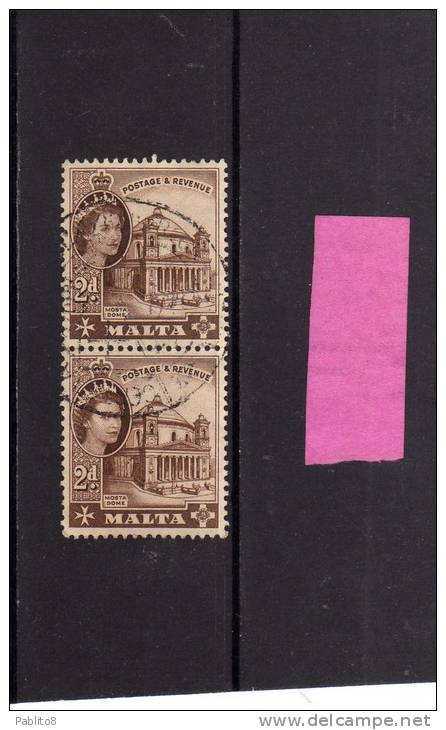 MALTA GREAT BRITAIN GRAN BRETAGNA 1956 QUEEN ELISABETH II MOSTA DOME - REGINA ELISABETTA DUOMO USED - Malta (...-1964)