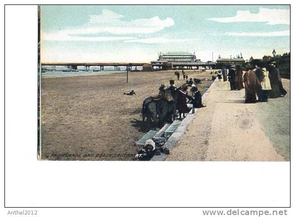 Litho Promande And Beach Sputhport England Um 1905 - Southport