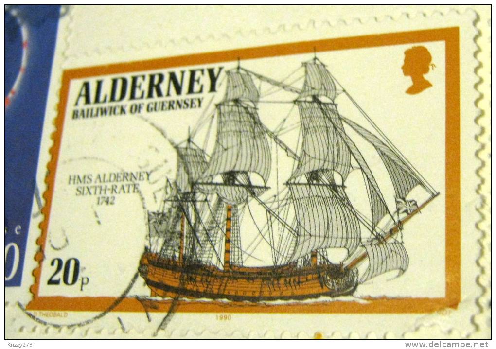 Alderney 1990 HMS Alderney Sixth Rate 1742 20p - Used - Alderney