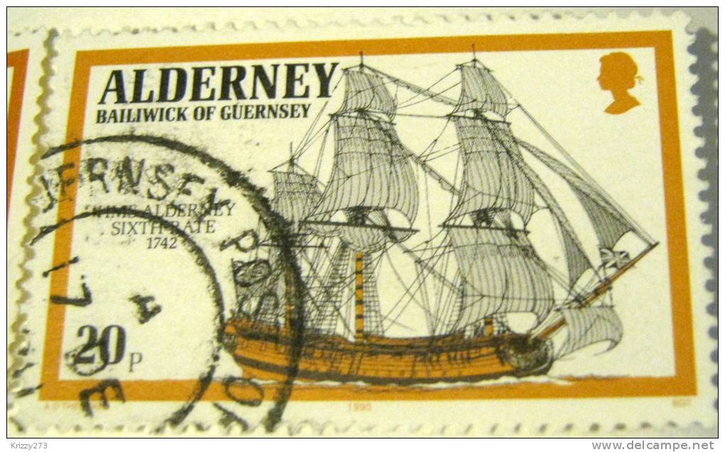 Alderney 1990 HMS Alderney Sixth Rate 1742 20p - Used - Alderney