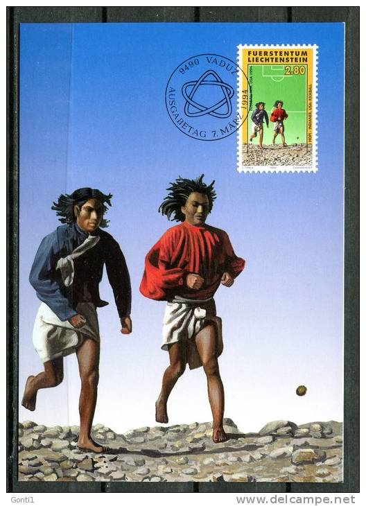 Liechtenstein 1994 Maxicart Fussball WM Mi.Nr.1083 Maximumkarte " Fußball-Weltmeisterschaft USA,Hopi Indianer " 1MC Used - Covers & Documents