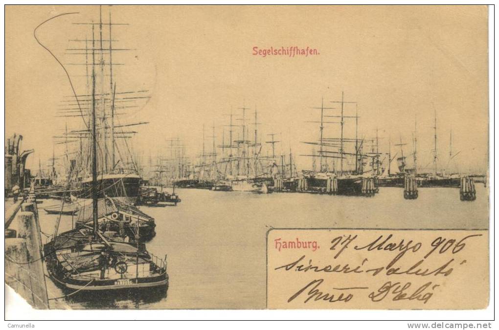 Hamburg-amburgo-segelsciffhafen-viaggiata 1906 - Harburg