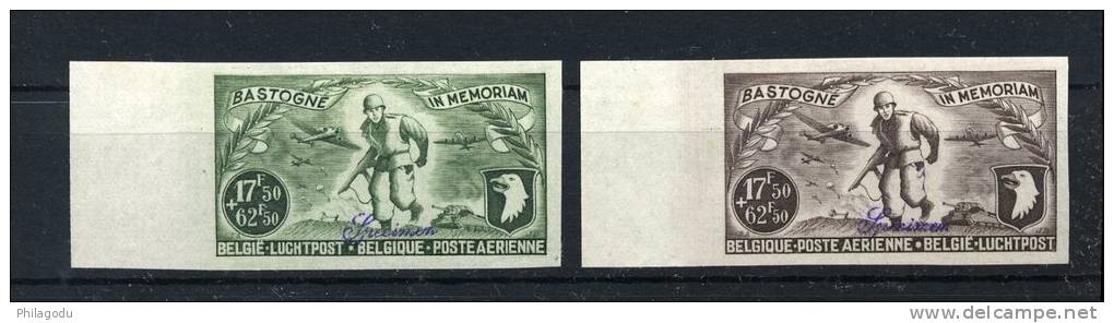 BASTOGNE  PARACHUTISTE   Non Dentelé Bord De Feuille Avec Spécimen  Tirage 300 Ex   WW2 - 1941-1960