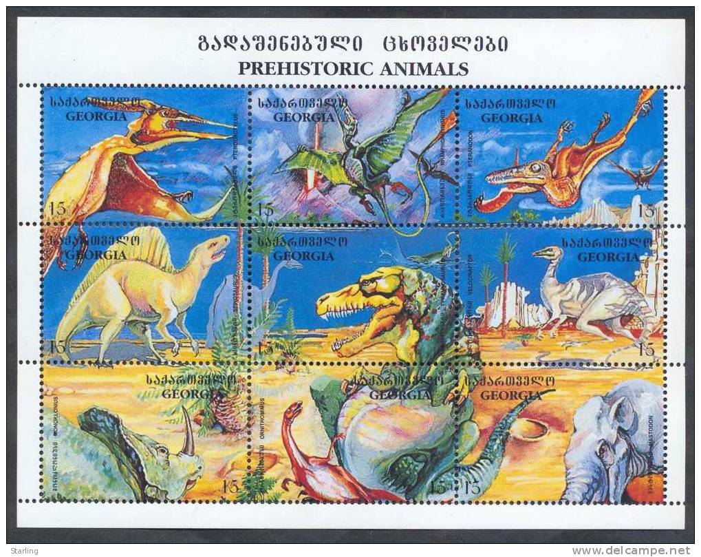 Georgia 1995 Mi# Klb.143-151 Prehistoric Animals MNH * * - Géorgie