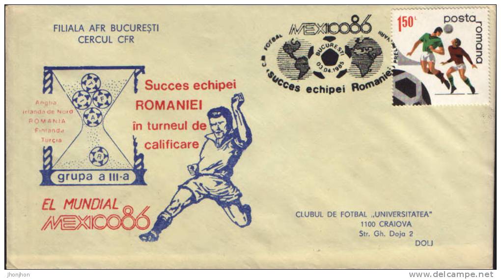 Romania-Occasionally Envelope 1986-World Cup 1986-2/scans - 1986 – México