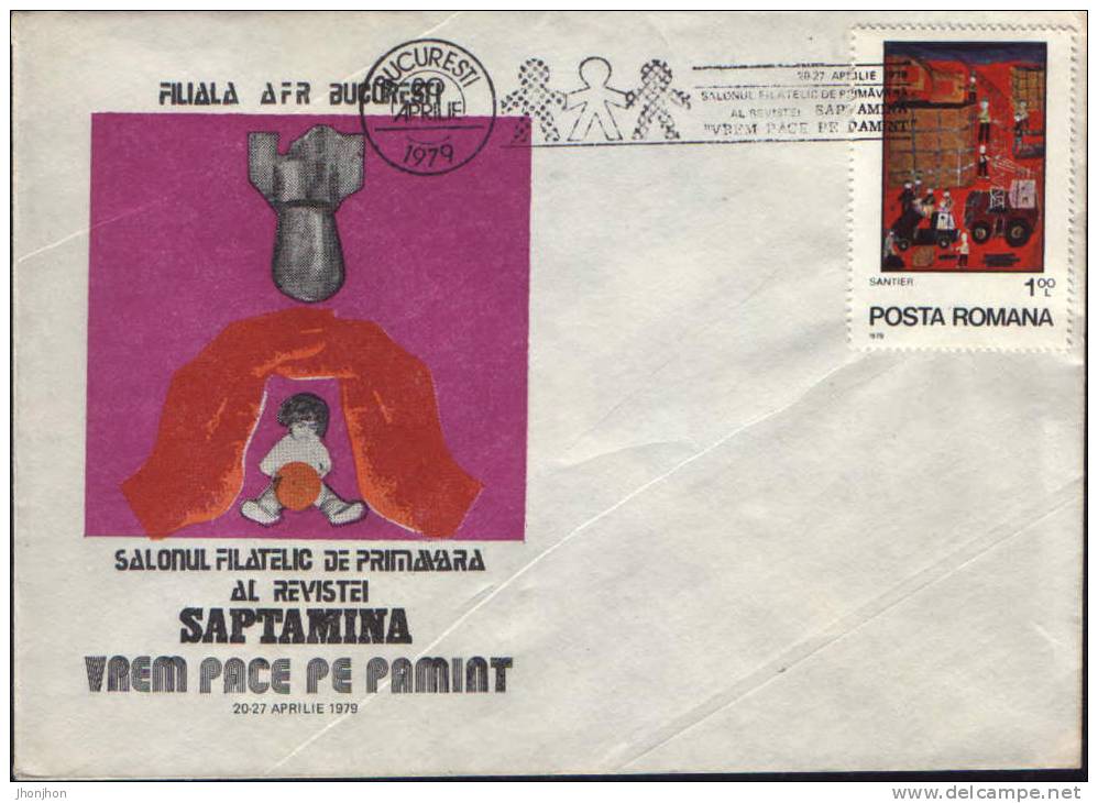 Romania-Occasionally Envelope 1979-We Want Peace On Earth! NO Bombs! - Atom