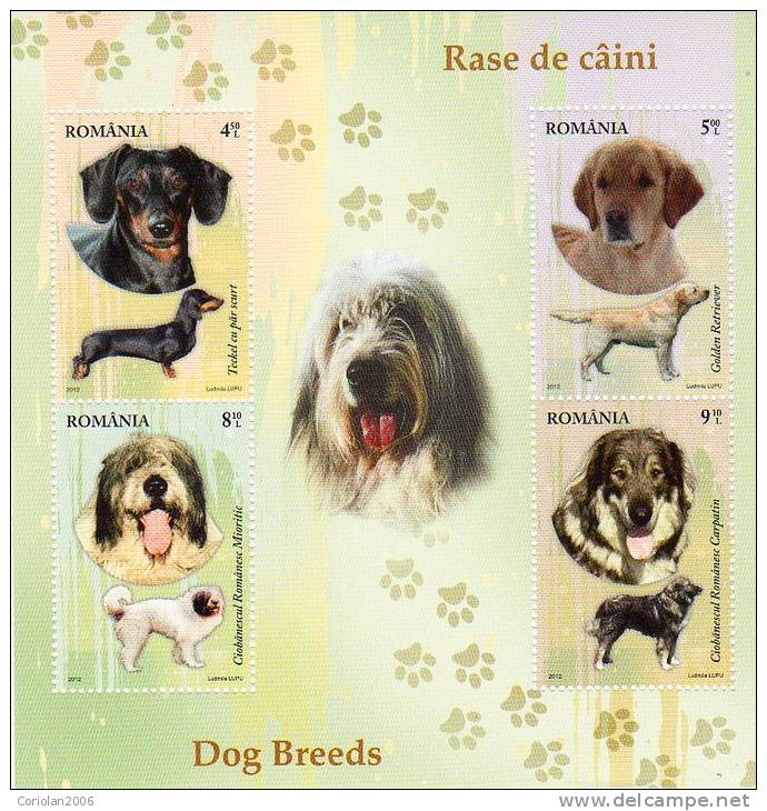 Romania 2012 - Dog Breeds - S/S - Neufs