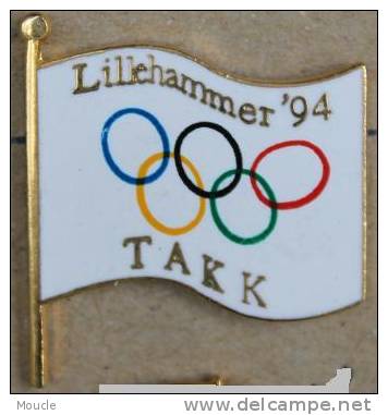 JEUX OLYMPIQUES 1994 LILLEHAMMER - DRAPEAU OLYMPIQUE - FLAG OLYMPICS - TAKK -  BLEU - Olympische Spelen