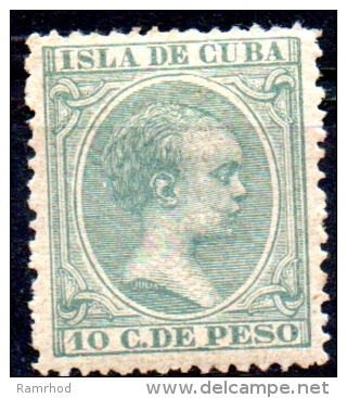 1890 "Baby" Key-type -10c. - Green   MH - Cuba (1874-1898)