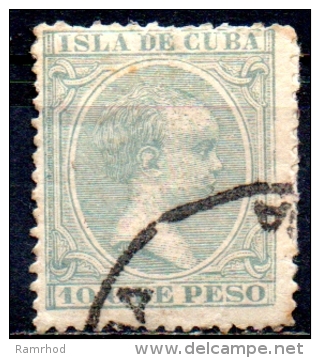 1890 "Baby" Key-type  -10c. - Green  FU - Cuba (1874-1898)