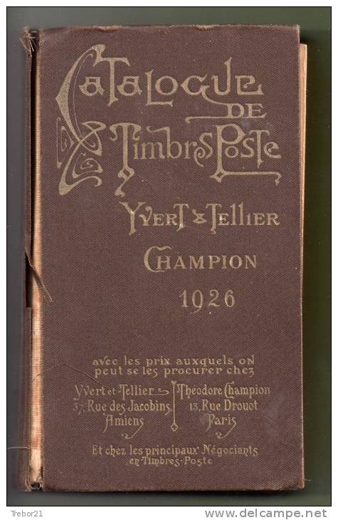 Catalogue YVERT & TELLIER 1926 - Sonstige & Ohne Zuordnung