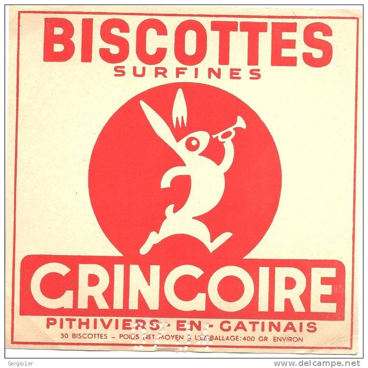 Buvard Biscottes Surfines Gringoire Pithiviers En Gatinais  Lapin Trompette - Biscottes
