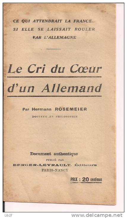 1ere Guerre Mondiale Le Cri Du Coeur D'un Allemand Hermann Rosemeier 14-18 1914-1918 1wk WWI Ww1 Poilus - 1914-18