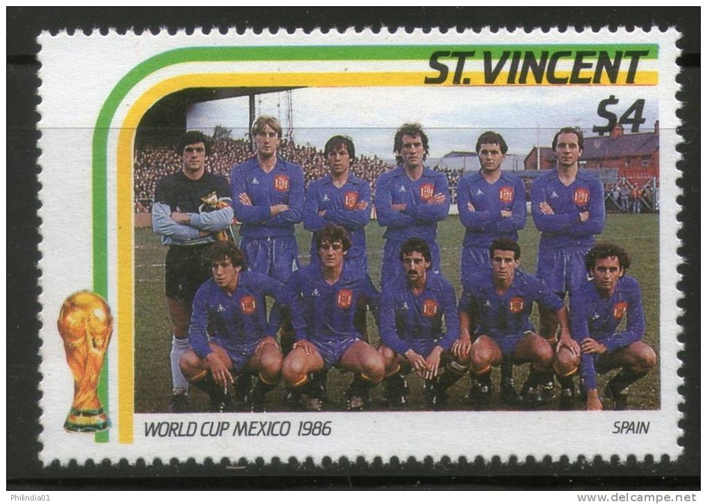 St. Vincent 1986 World Cup Football Sc 950 Spain Sport MNH # 03864 - 1986 – Mexique