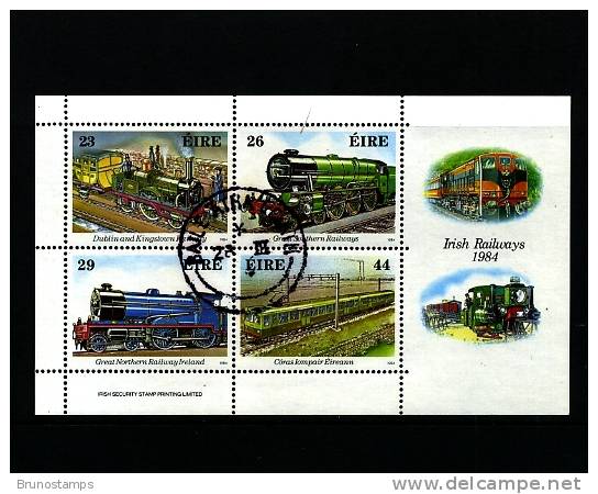 IRELAND/EIRE - 1984  RAILWAYS  MS FINE USED - Blocks & Sheetlets