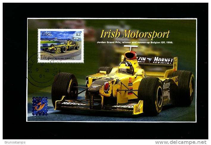 IRELAND/EIRE - 2001 IRISH MOTORSPORT  MS OVERPRINTED  BELGICA  FINE USED - Blocchi & Foglietti