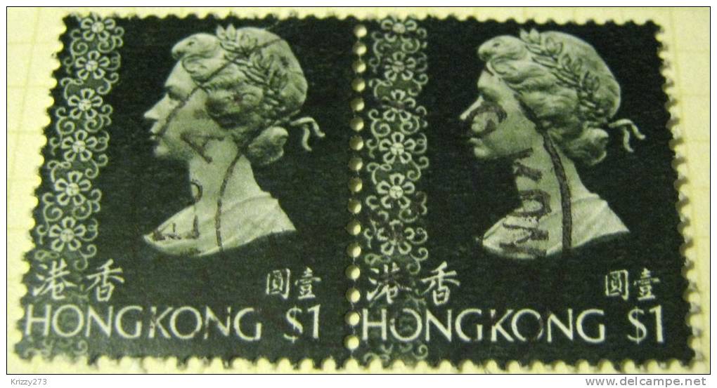 Hong Kong 1975 Queen Elizabeth II $1 Pair - Used - Oblitérés