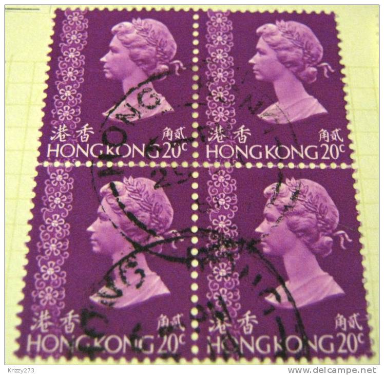 Hong Kong 1975 Queen Elizabeth II 20c Block X4- Used - Usados