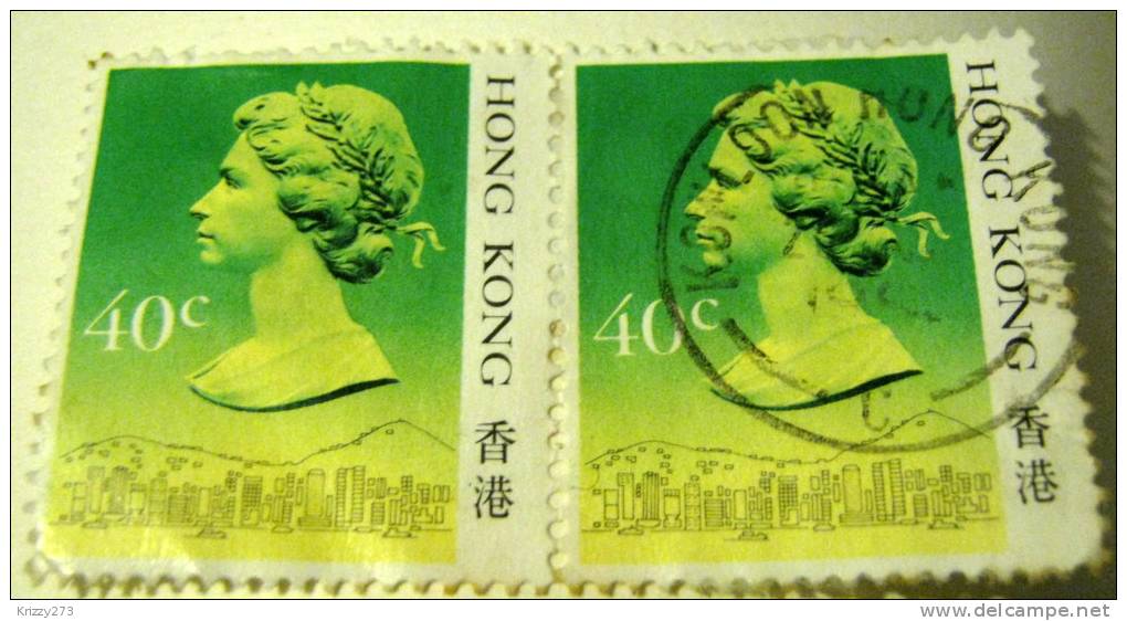 Hong Kong 1987 Queen Elizabeth II 40c Pair - Used - Oblitérés