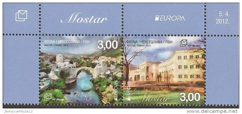 BOSNIA HERZ. CROATA/BOSNIA CROATIAN - EUROPA 2012 -TEMA ANUAL " VISITE MOSTAR".- SERIE De 2 V. - DENTADOS - 2012