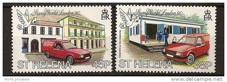 Sainte Helène Helena 1990 N° 523 / 4 Iso ** London 90, Exposition Philatelique, Courrier, Bureau De Poste, Voitures - Saint Helena Island