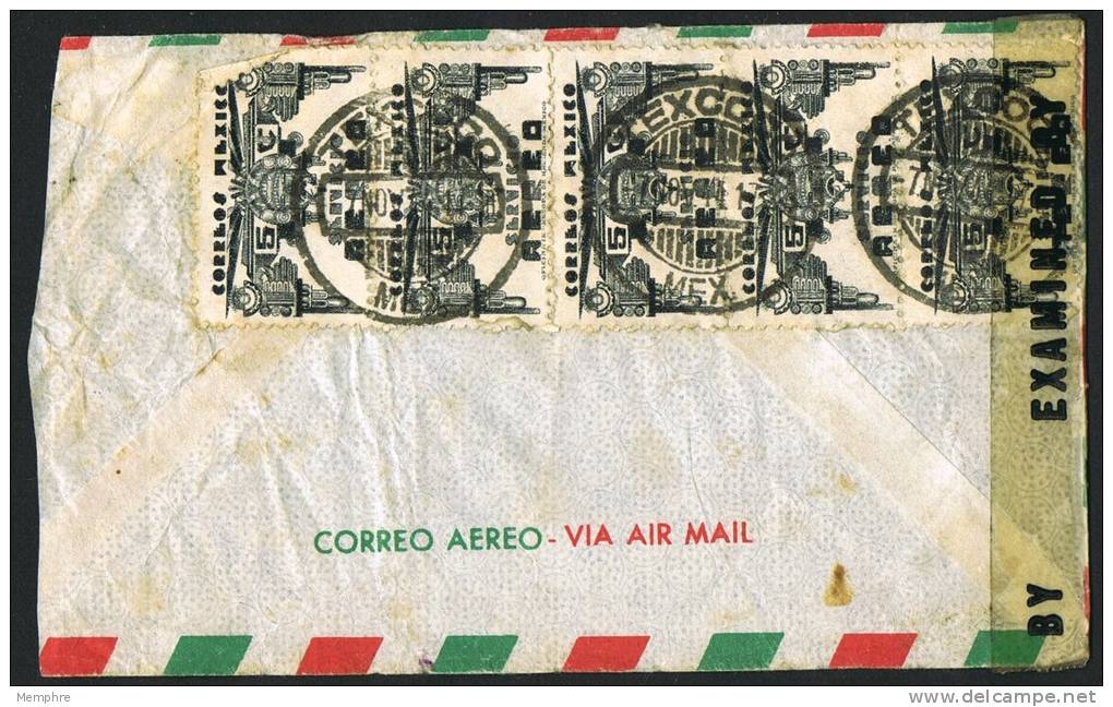 1944  Censored Air Mail Letter To USA  Sc  C65 X 5 - Messico