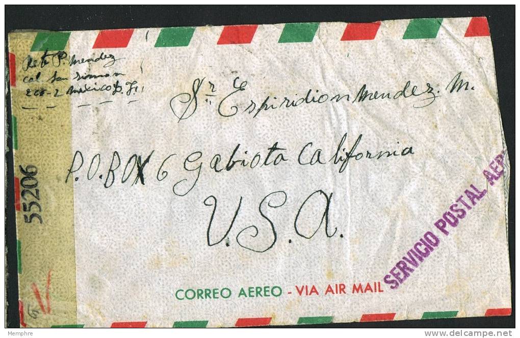 1944  Censored Air Mail Letter To USA  Sc  C65 X 5 - Mexico