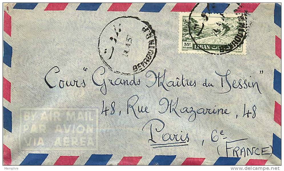 1957  Lettre Avion Pour La France  Mi Nr 587 - Liban