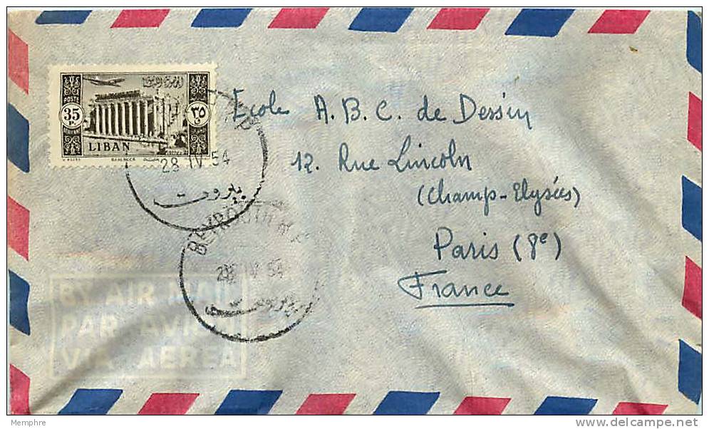 1954  Lettre Avion Pour La France  Mi Nr 515 - Libano