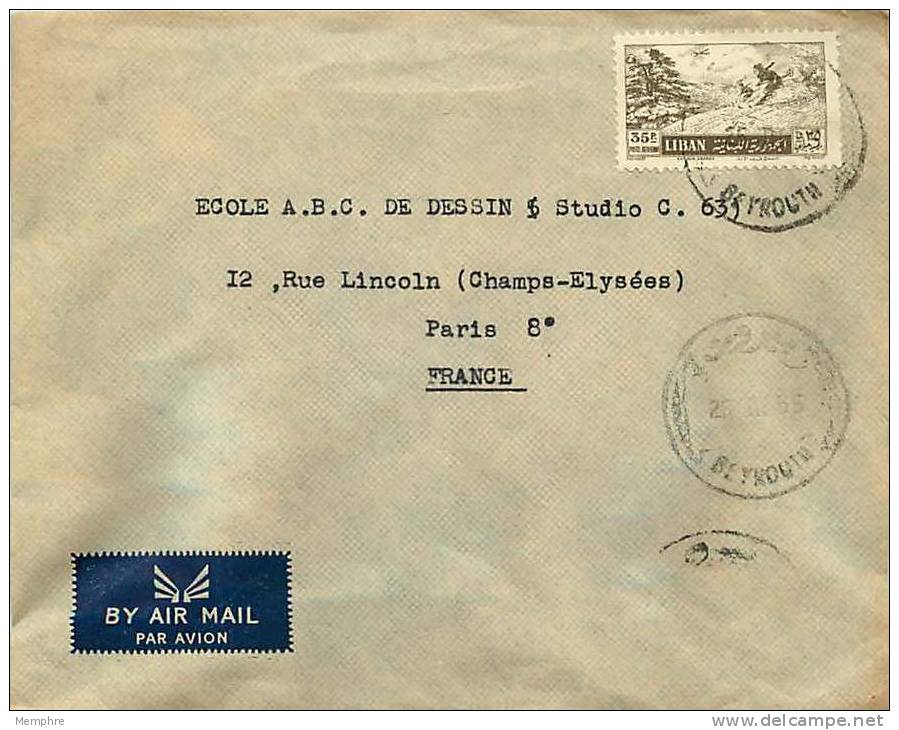 1955  Lettre Avion Pour La France  Mi Nr 533 - Líbano