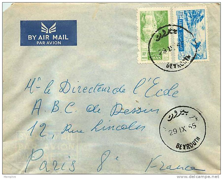 1955  Lettre Avion Pour La France  Mi Nr 532, 541 - Líbano