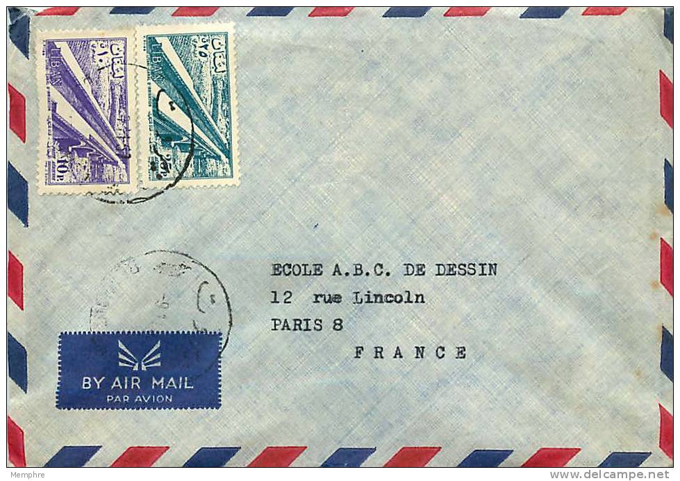 1956  Lettre Avion Pour La France  Mi Nr 511, 514 - Liban
