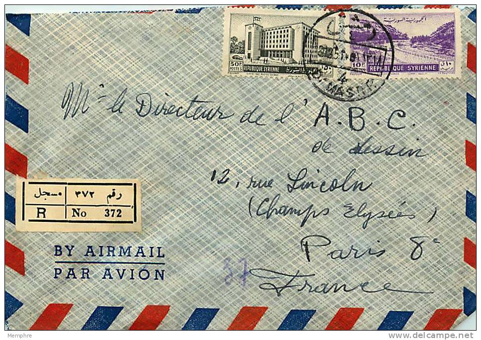 1951 Lettre Avion Recommandée  Pour La France    Mi Nr  592, 595 - Syrie
