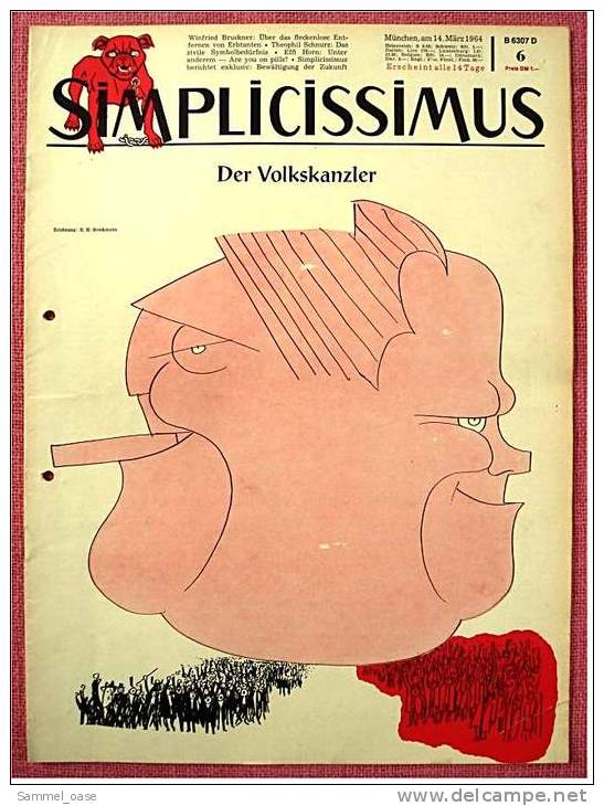 Zeitschrift 14.3. 1964  ,  Simplicissimus  -  Der Deutsche Wirtschaftskörper - Und Wieder Eine Mauer - Autres & Non Classés