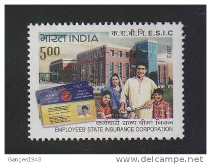 India  2012  EMPLOYEES STATE INSURANCE CORPORATION  #  36264 S F   Indien Inde - Unused Stamps